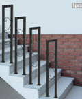 Rock Solid Heavy Duty U Shaped Stair Handrail Featuring Kickstand Style Widened Base And Weatherproof Zinc Coating for staircase with decorative design.