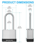 Keyed Alike Padlock Set 36 Pack With 72 Keys, 40mm Nickel Plated Laminated Steel Locks, dimensions illustration