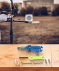 Premium Plunger Button For Recurve Bow Precision Arrow Rest Pressure Screw with setup on table for archery target shooting.