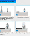 Installation guide for Upgraded Shower Door Pivot Pin Replacement Kit For Framed Glass Swing Doors, showing stainless steel pivot pin placement.