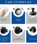 Total Game Changer For Your Washroom Matte Black 6 Pack Suction Hooks installation steps for easy setup on smooth tile surfaces.
