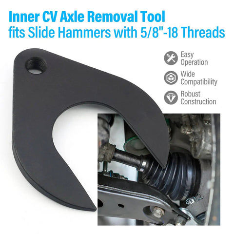 Inner CV Axle Puller Removal Tool With Beefy 63mm Fork Adapter for Front Wheel Drive Axles and slide hammers with 5/8-18 threads