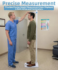 Portable Stadiometer Height Measuring Rod, Freestanding 8-82 Inch, Dual-Scale Precision With Mirrored Inch And CM Markings, Clinical-Grade Height Readings For Home, Clinic, And School Use, doctor measuring man height in clinic