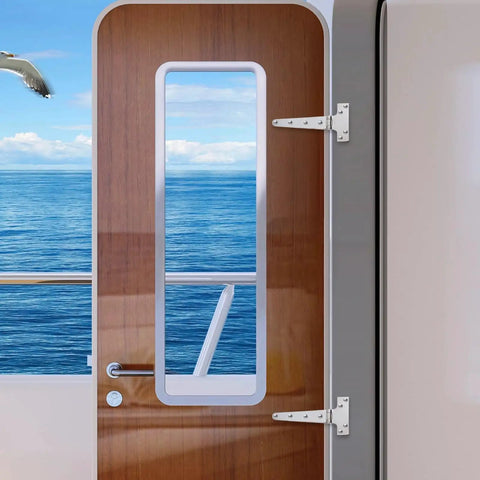 Heavy Duty 8 Inch T Hinges 2 Pack Stainless Steel Marine Grade Door Hinges 4 Inch Wide Rust Resistant installed on boat door