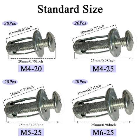 Badass Eighty Piece Petal Expansion Bolt Kit With Compact Toolbox includes M4-20, M4-25, M5-25, M6-25 bolts for DIY projects.