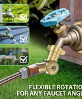 Top Notch Adjustable Swivel Hose Fittings With 180 Degree And 360 Degree Metal Connectors Fits Three Quarter Inch Hoses Easy Grip Anti Kink Water Hose Connector With One Half Inch Inlet For Quick Setup, brass swivel hose connector on outdoor faucet with 3/4-inch hose