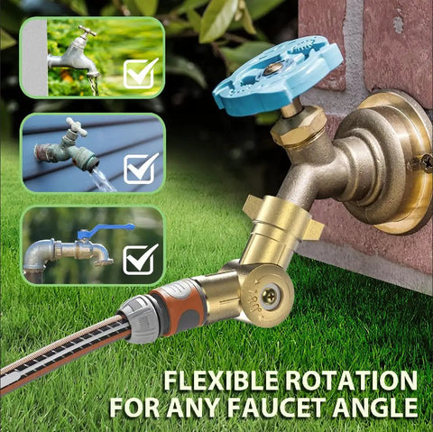 Top Notch Adjustable Swivel Hose Fittings With 180 Degree And 360 Degree Metal Connectors Fits Three Quarter Inch Hoses Easy Grip Anti Kink Water Hose Connector With One Half Inch Inlet For Quick Setup, brass swivel hose connector on outdoor faucet with 3/4-inch hose