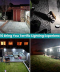 Solar Outdoor Motion Sensor Lights 310 LED With 3 Modes IP65 Waterproof illuminating yard and walkway at night