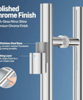 60 Inch Push Pull Door Handle Made From 304 Stainless Steel With Polished Chrome Finish, Heavy Duty Back To Back Door Pull For Glass Or Wood Doors, 1.5 Inch Diameter Tube, Easy Install, polished chrome detail