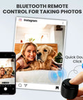 Ultra Tiny Bluetooth Speaker With HD Sound And Deep Bass Mini Wireless Speaker next to phone displaying Instagram photo