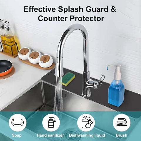 Custom Cut Kitchen Sink Faucet Mat Total Sink Hero Kick Splatter To The Curb With This Thick Absorbent Antisplash Countertop Protector Ditch Messy Towels And Trim Fits Multi Hole Faucets Like A Dream