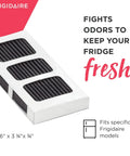 Pure Air Ultra II 4 Pack Refrigerator Air Filters With Carbon Odor Control, shown with text "Fights Odors to Keep Your Fridge Fresh"