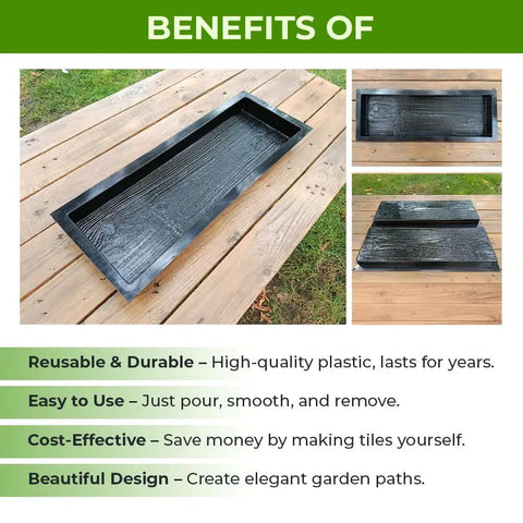DIY Wooden Paver Molds Kit, 2 Pack Concrete Paver Molds For Pathways And Stepping Stones on a wooden surface