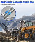 Skid steer with 90 Degree Elbow Hydraulic Quick Connect Coupler Fittings 1/2 Inch Body Size To 3/8 Inch JIC Male Flat Face Skid Steer Couplings Set With Dust Cap Heavy Duty Hydraulic Quick Disconnect For Construction Forestry And Industrial Equipment in use