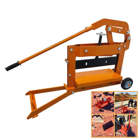 Manual Block Splitter Cutter Portable Paver Cutting Tool For Easy Brick And Stone Cutting Adjustable Cutting Size From 0 To 3.9 Inches And Width Up To 15.7 Inches Built For Quick Labor Saving Work On Job Sites, orange steel hand tool with wheels