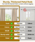 Beefy Black Curtain Rod Set 2 Pack Adjustable 32 To 84 Inches Heavy Duty One Inch Rod With Easy Installation And Wall Brackets Modern Window Treatments showing comparative features.