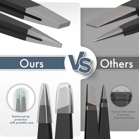 Comparison of Two Pack Eyebrow Tweezers Set Dope Slant And Point Tip Stainless Steel with unprotected alternatives