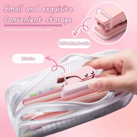 2 Pack Mini Hole Punch 6mm Circle Holes Ultra Compact 10 Sheet Capacity Pocket Sized Puncher in pencil case