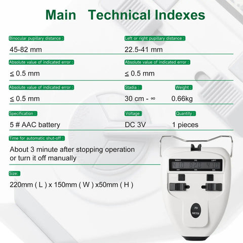 Optical Digital Pupillary Distance Meter With LCD Display Pupilometer For Eyeglasses Refraction Measurements Super Easy To Use Interpupillary Distance Tool Ophthalmic Equipment For Clinics And Home Use, white handheld device
