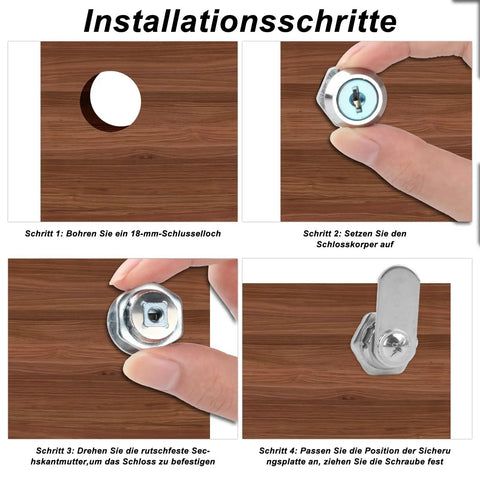 Installation steps for Tough 16 Mm Mailbox Lock With Four Swap Plates And Keyed Alike Build forged from solid zinc alloy.