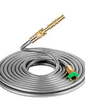 Heavy Duty 304 Stainless Steel Garden Hose Extension 100 Feet With Brass Nozzle Flexible And Lightweight Kink Free Metal Hose Reel