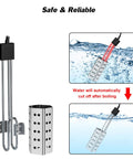 Heavy Duty 1500W Immersion Water Heater for fast heat in 5 gallons of water, submersible bucket bath heater with metal guard cover