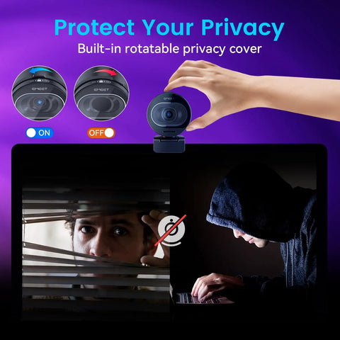 Next Level 4K Webcam Featuring Sony Sensor and Smart Autofocus for Streamers and Content Creators with privacy cover showcasing usage.