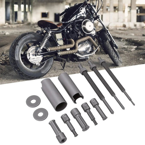 Heavy Duty 9 To 23mm Motorcycle Bearing Puller Internal Extractor Tool Kit High Strength Steel Build For Durable Service Ensuring Even Force Distribution During Removal Process To Protect Frame Integrity And Engine Block For Pro Shop Mechanics. motorcycle bearing puller kit with adapters and rods