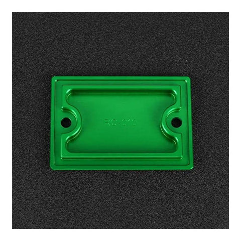 Green front brake fluid reservoir cap for ZX12R ZX-12R 2000-2005, rectangular with bolt holes, beefed-up cover.