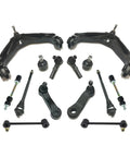 Heavy Duty Front And Rear Suspension Kit With Outer And Inner Tie Rods Idler Arm Pitman Arm Sway Bar Links Lower And Upper Control Arms Plus Ball Joints For Chevrolet Suburban 2500 2001 2010 And Hummer H2 2003 2007 displayed components