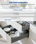 14 Inch Center Mount Drawer Slides 4 Pcs Heavy Duty Hidden Cabinet Rails for smooth pull-out access to dishes.