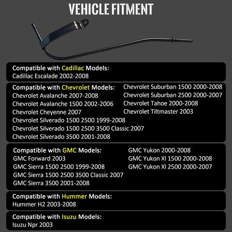Engine Oil Dipstick Tube 917303 Fits Escalade Tahoe Silverado 1500 2500 3500 Sierra Yukon Hummer H2 Isuzu NPR 2002 To 2008 Chart