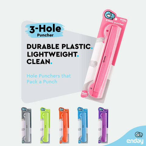 3 Hole Punch For Papers And Binders, Portable 3 Ring Hole Punch With Built In 10 Inch Ruler, Removable Chip Tray in six colors