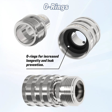 APOWER stainless steel pressure washer quick-connect kit with M22-14mm to 3/8 adapters, 9 pcs, close-up