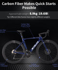 Lightweight Full Carbon Fiber Road Bike For Adults With Shimano R7120, carbon frame and wheelset, hydraulic disc brakes, 54cm black
