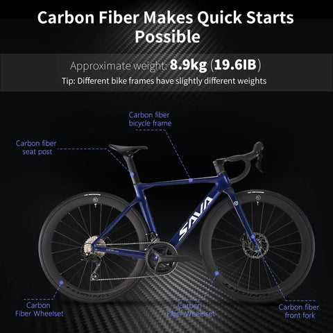Lightweight Full Carbon Fiber Road Bike For Adults With Shimano R7120, carbon frame and wheelset, hydraulic disc brakes, 54cm black