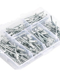 Box with 120 Piece Aluminum Blind Rivets Set M3.2 By 7mm 9mm 11mm And M4 By 8mm 10mm 13mm For Furniture Pro Grade DIY Projects Car And Aircraft