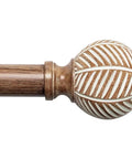 Heavy Duty Adjustable Wood Curtain Rods 1 Inch Diameter 48 to 86 Inches with Imitation Wood Grain Leaf Pattern Finials for Windows