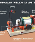 110V Automatic Key Duplicating Machine With Precision Micro Adjust And Titanium Plated HSS Blade, bench-top view with labeled parts