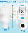 Three Quarters Inch Vacuum Relief Valve For Pool Solar Panels Compatible With Sunstar SwimJoy And SwimLux Heaters For A Super Easy Install To Restore Pressure Balance White
