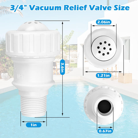 Three Quarters Inch Vacuum Relief Valve For Pool Solar Panels Compatible With Sunstar SwimJoy And SwimLux Heaters For A Super Easy Install To Restore Pressure Balance White