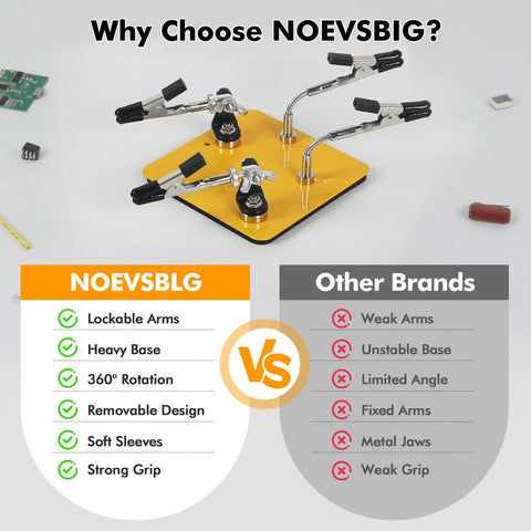 Helping Hands Soldering Station With A 3.9 By 3.9 Inch Stable Base 360 Degree Adjustable Soldering Clamp Four Flexible Magnetic Arms comparison chart