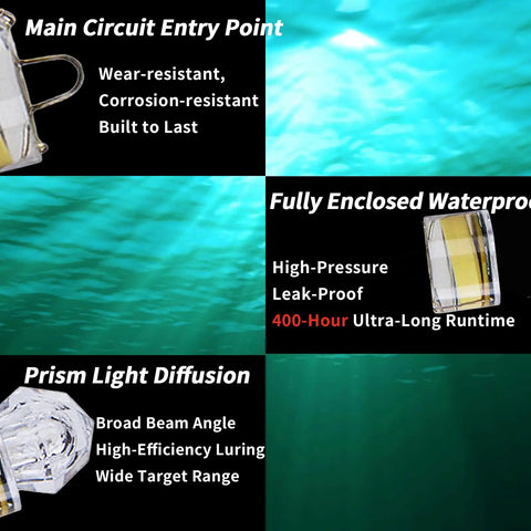 LED Diamond Fishing Lights Set Of 5 Underwater Flasher Lures waterproof design and features with rugged build details
