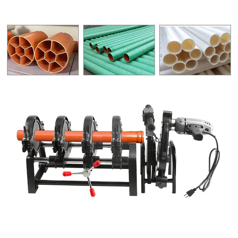 Manual Pipe Fusion Welder For 63 To 160 Mm Pipes Electric Butt Fusion Welder With Temperature Control Four Thick Clamping Rings Pro Grade Heavy Duty For PE PP PB PVDF HDPE PVC Joints Fast Clean Cuts And Solid Joints. 63-160 mm pipe welder with clamps for PE and PVC