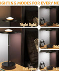 LED Table Lamp Dimmable Desk Lamp Reading Lamp With USB A And Type C Charging Port 2 Prong Outlet Power Touch Control Night Light