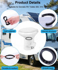 RV Toilet Seal Replacement Kit For Campers And Travel Trailers Flush Ball Gasket Seal For 300 310 320 Toilets Part 385311658 Durable Rubber Easy Install Fix Leaks And Odors 2 Pack, black rubber seal shown with RV toilet