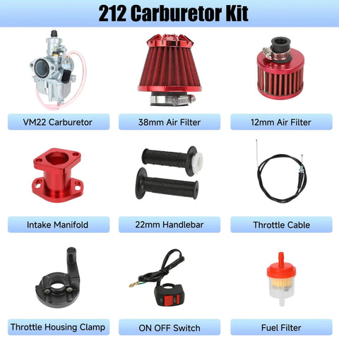 26mm Carburetor Throttle Assembly Kit Replacement for Predator 212cc 224cc 196cc Engines and Coleman CT200U Go Kart Mini Bike Parts GX160 GX200 Compatible with air filters, intake manifold, and throttle components.