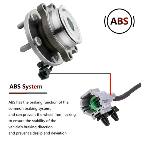 Front Wheel Hub Assembly and Bearing for 2WD Nissan Frontier Xterra Pathfinder and Suzuki Equator, ABS sensor close-up