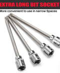 Long Reach 3/8 Inch Torx Bit Socket Set, 15-Piece T10 Through T60, S2 Alloy Steel, extra-long bits for narrow spaces