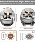 Round Toilet Seat Resin for Farmhouse Bathroom size guide with measurements and cartoon cow illustration.